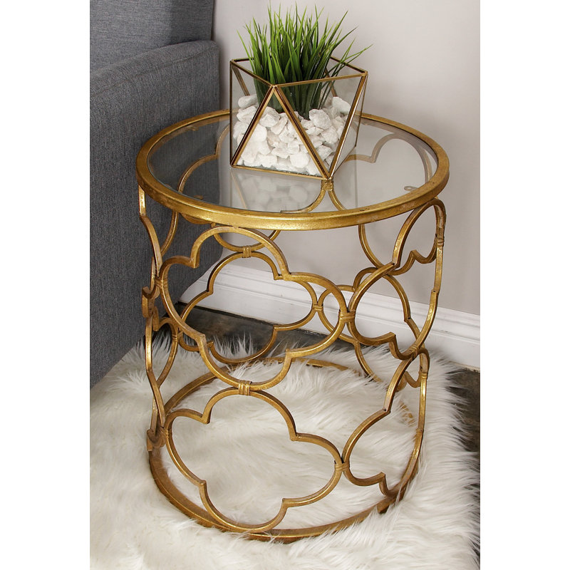 Glass and gold accent table discount